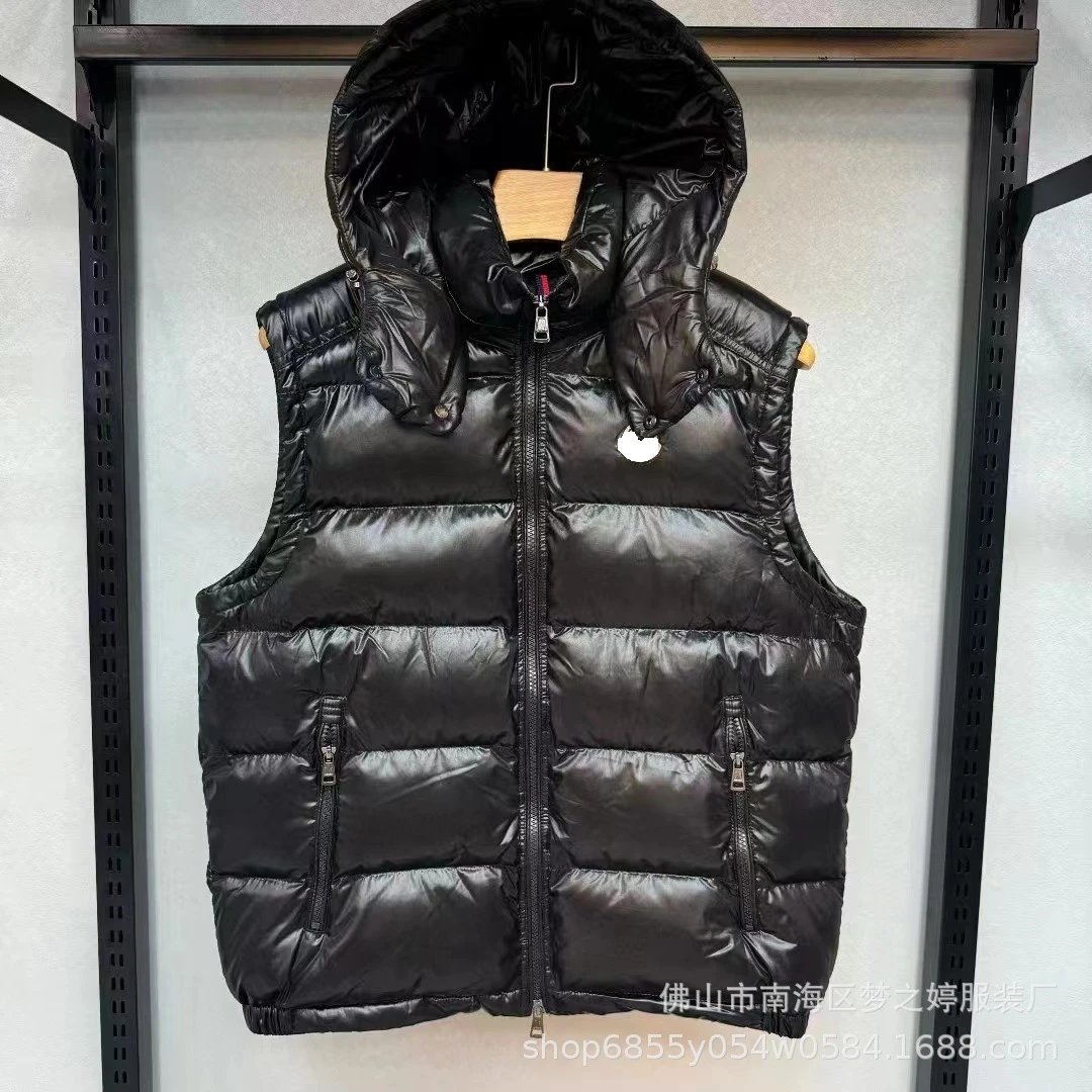Moncler Maya Classic Hooded White Duck Down Vest Unisex Couple Detachable Hood Version