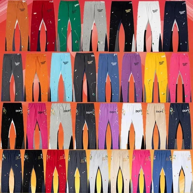 Hand-painted ink-splashed drawstring high street casual sweatpants flared trousers men's sports-008