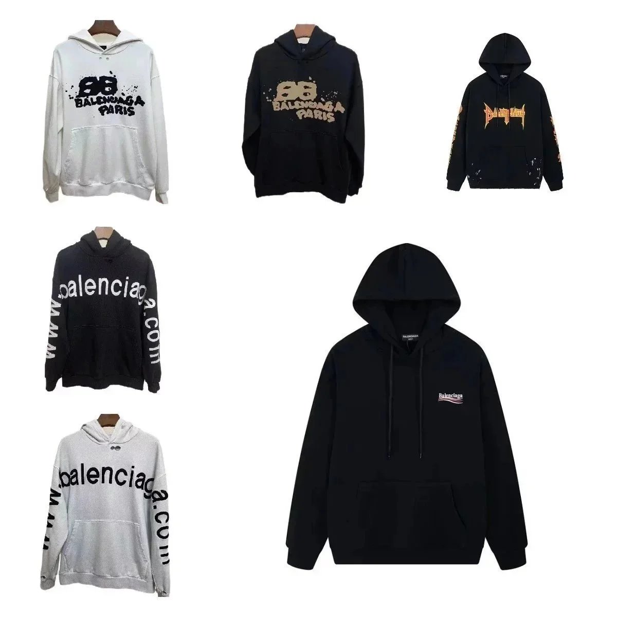 Balenciaga Large Fit Hand Drawn Bb Icon Hoodie