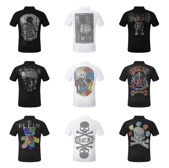 Designer Skull Diamond 2024 Men's T-Shirt, Short Sleeve Cotton Tee in Various Colors, Unique Tops for Casual Wear