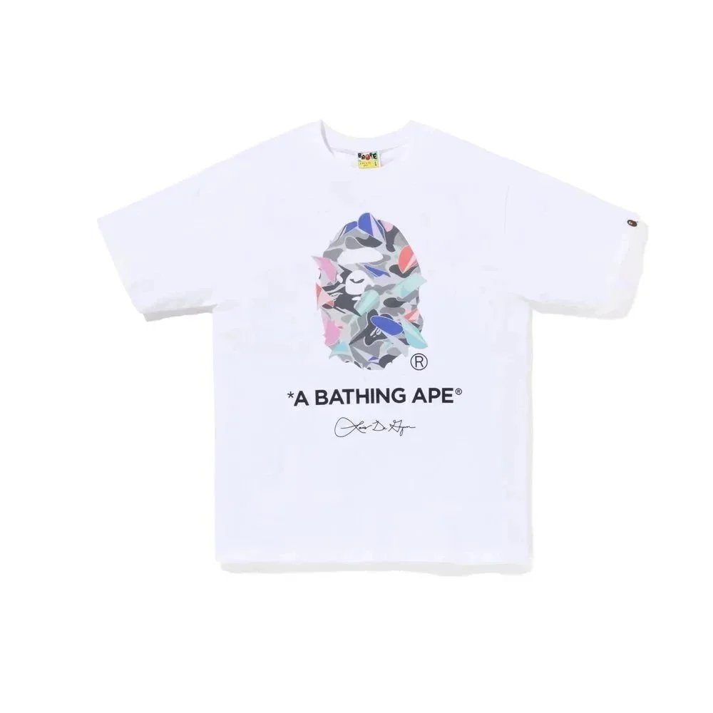 A Bathing A ap New Short Sleeve camouflage Reflective Round Neck Letter Printed T-shirt
