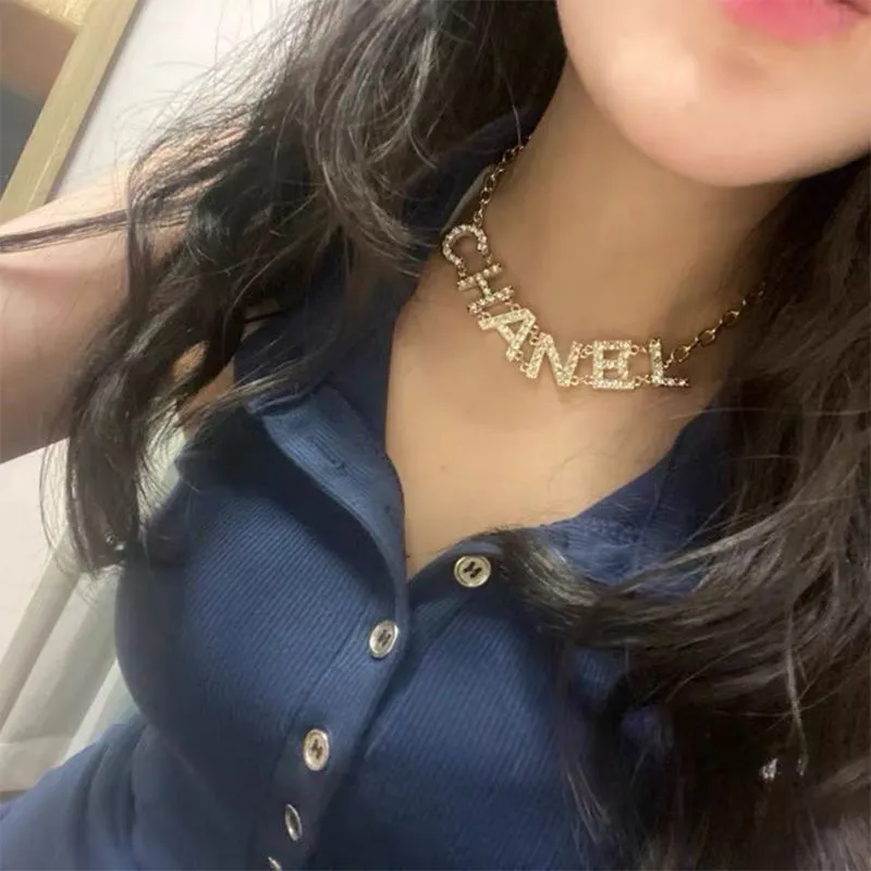 Joker heavy industry temperament full diamond letters net red neck chain clavicle chain tide