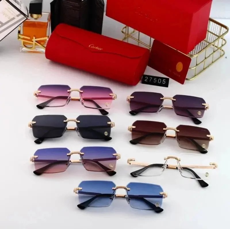 New luxury designer Overseas new external men's and women's square sunglasses frameless fashion glasses 7355