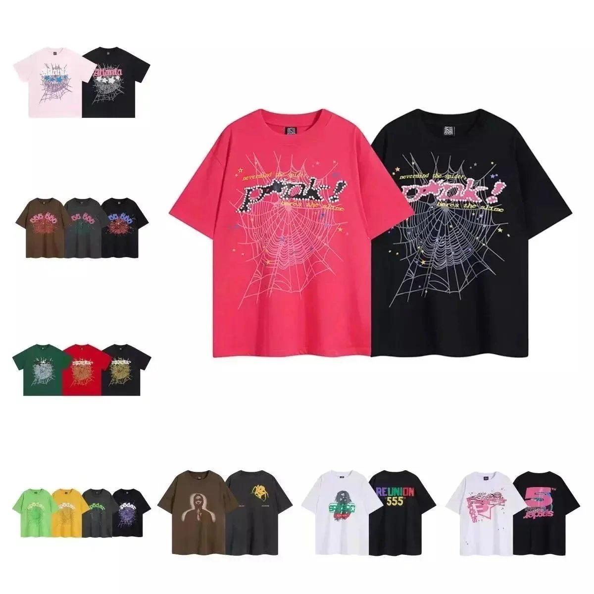 Men's Designer Spider Web Letter Print Cotton T-shirt, Casual Summer Streetwear Hip Hop Fashion Brand Tee Top