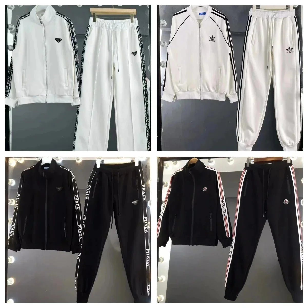 Tracksuits For Women: Designer Hoodie Pant Set With Side Checkered Webbing, Long Sleeve Hooded Jacket & Stretch Casual Sweatpants - 2 Piece Womens Tracksui