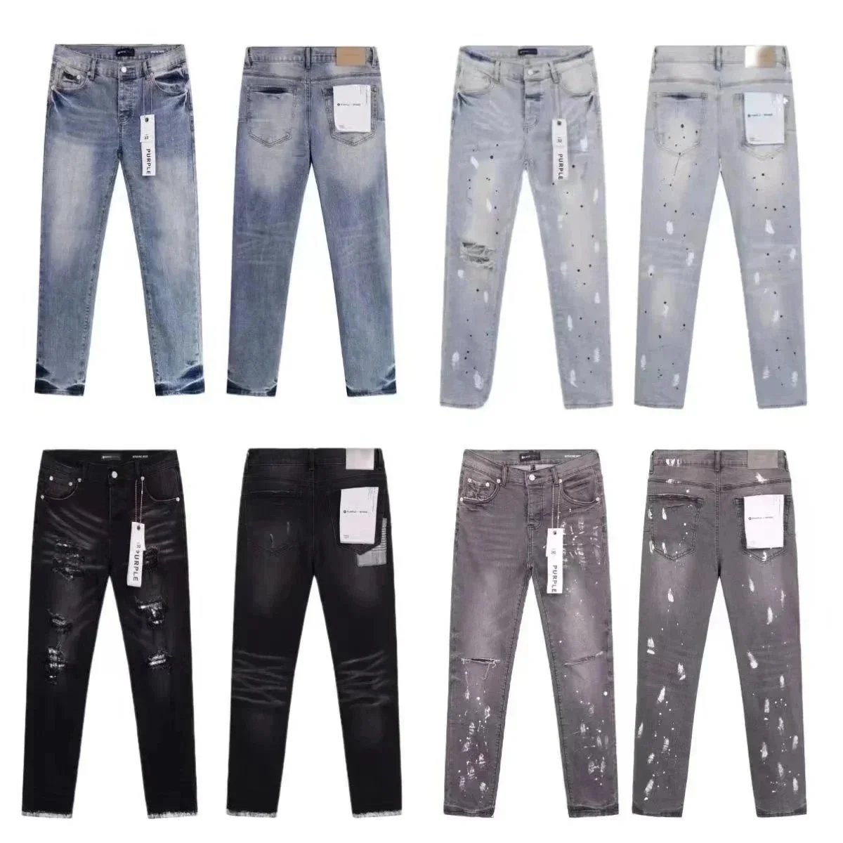 Purple Jeans for Men & Women - High Quality Embroidery, Splash Ink Denim Trousers