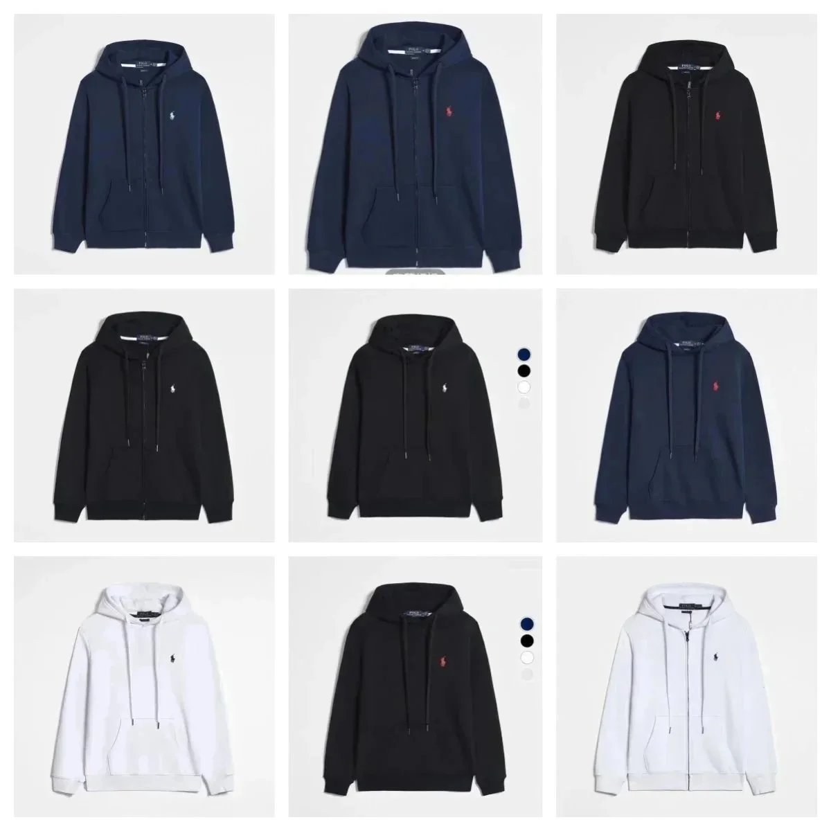 Men's Long Sleeve Zipper Hoodie with Horse Embroidery - Casual, High Collar, Twist Jumper