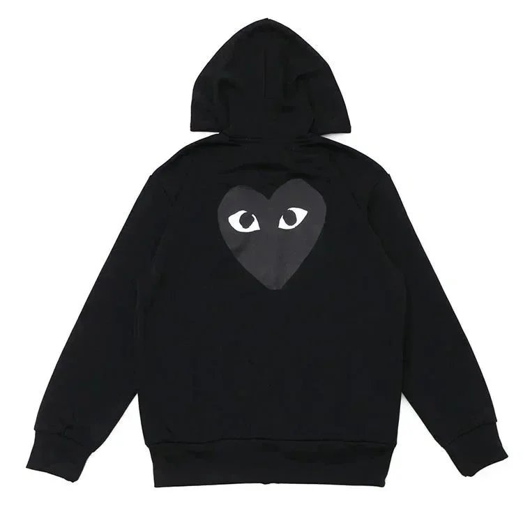 COMME DES GARCONS CDG PLAY BLACK HEART FULL ZIP BACK PRINT HOODIE SIZE L