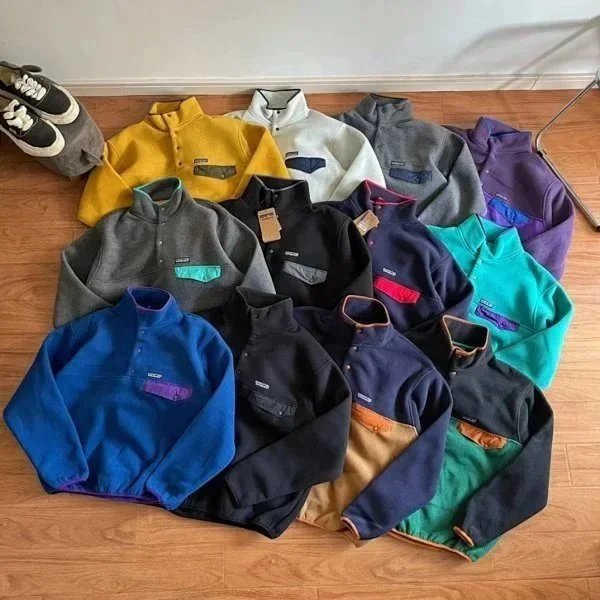 Men's Fleece Retro-X Pullover Jacket - Stand Collar, Casual, Warm Winter Coat