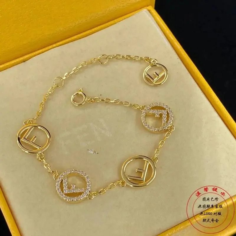 Gold Bracelet for Women - Elegant Letter Chain with Pendant, Classic Wedding Charm Jewelry, Gemstone Bracelet