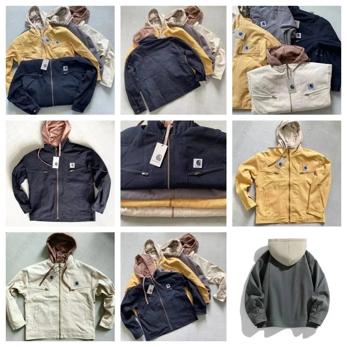 C hooded fake two-piece tooling jacket