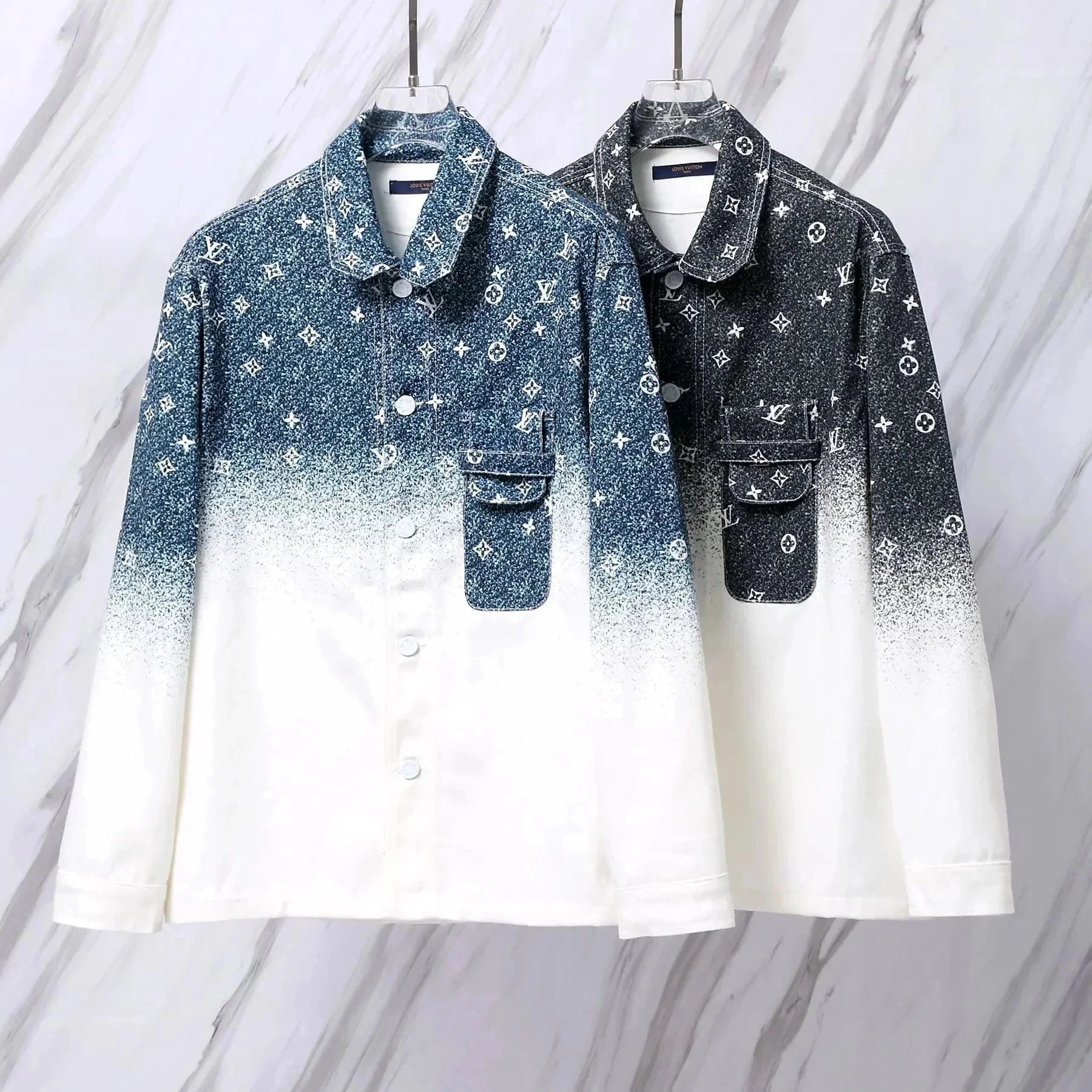 Louis Vuitton Blue & White Gradient Snowfall Monogram Denim Jacket Size