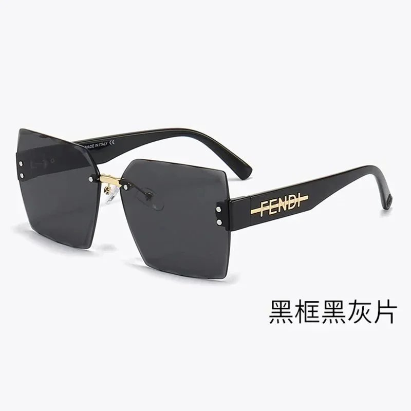 Vintage Square Rimless Sunglasses Women Cut Lens Big Metal Frameless Men Sun Glasses Shades Sunnies UV400