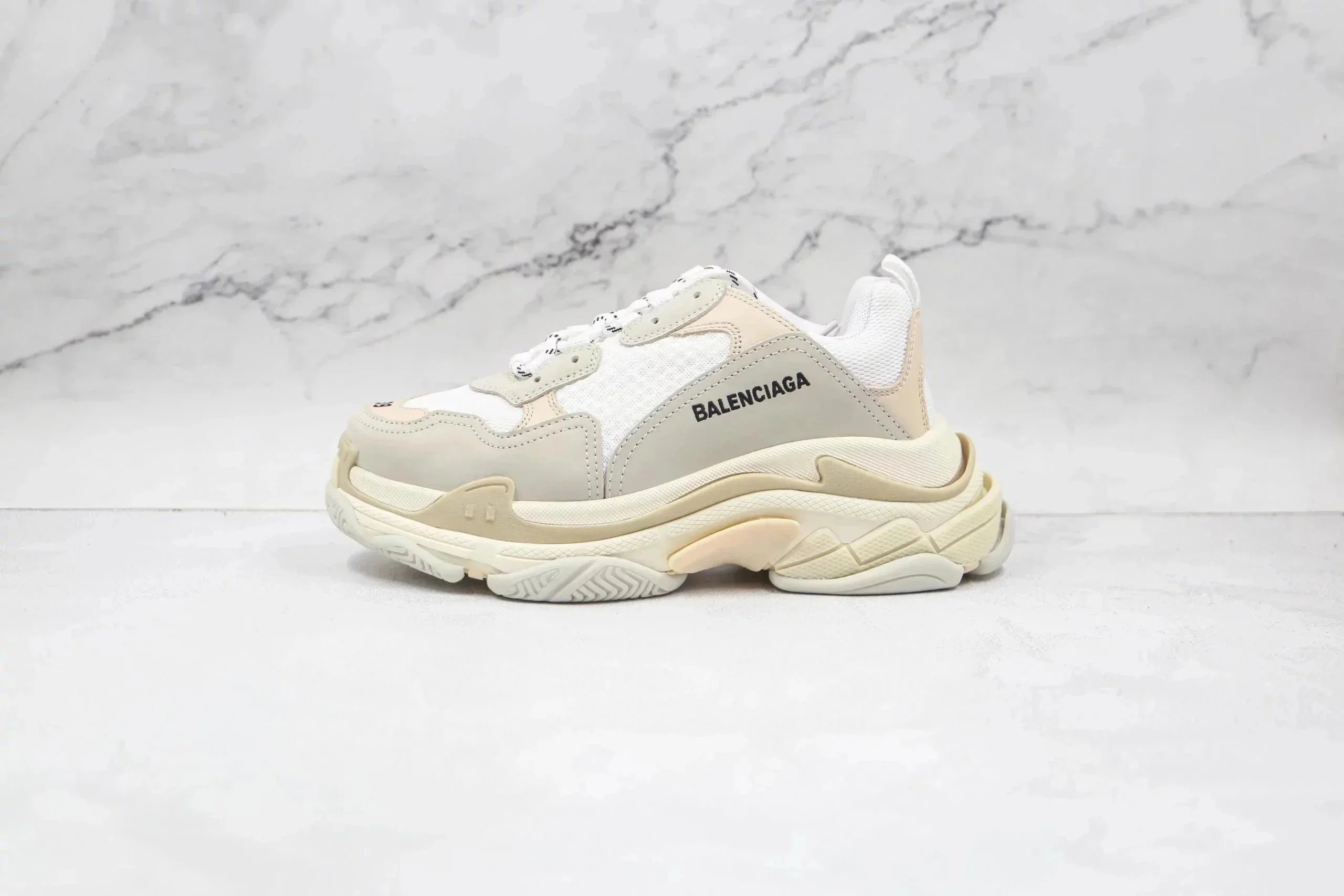 Balenciaga - 60mm Triple S nylon & leather sneakers - White