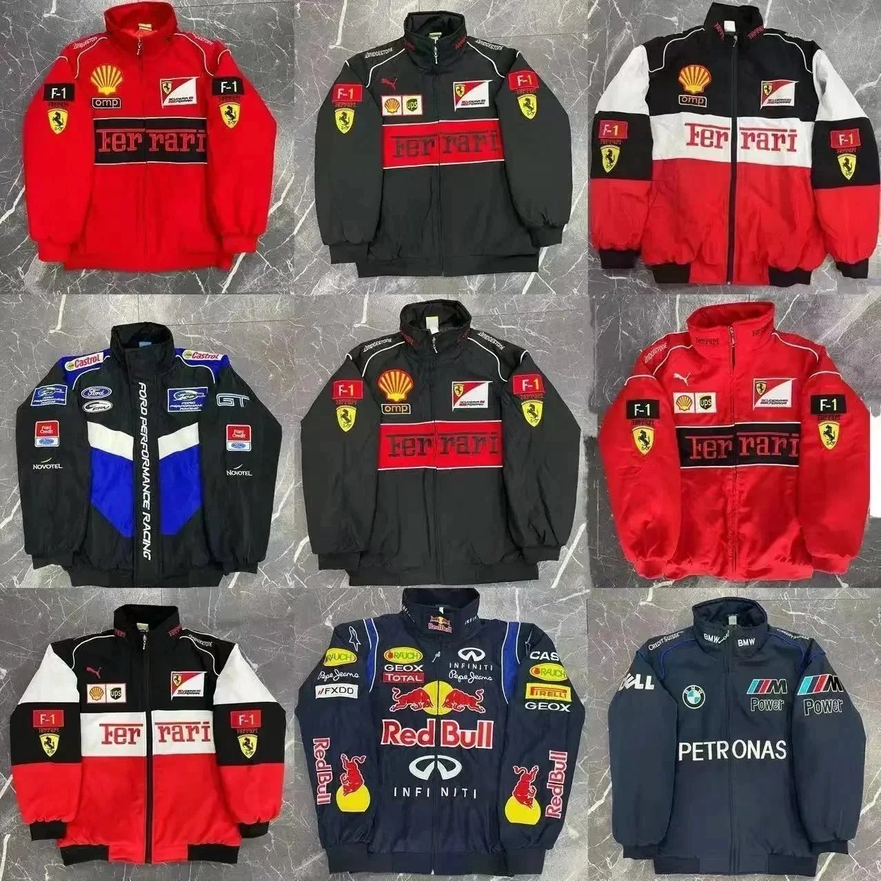 New FERRARI Black Embroidery EXCLUSIVE JACKET suit F1 team racing M L XL XXL