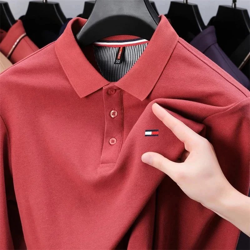 Men's Embroidered Cotton Polo: Breathable Casual Short-Sleeved Shirt for Summer Business
