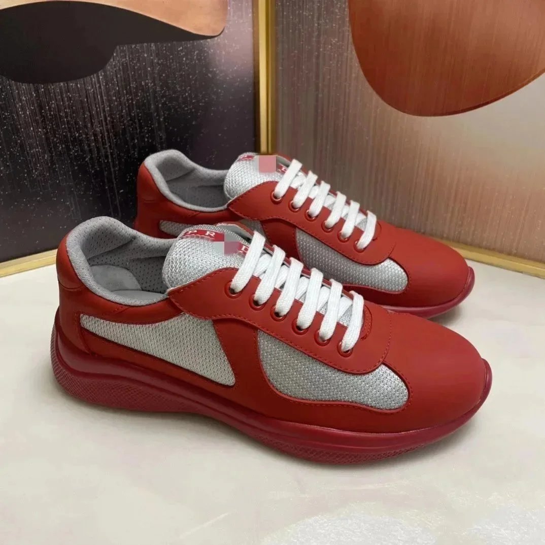 Cup Shoes Men Women Americas Cup Leather Sneakers, Black Trainer Shoes, High Quality Mesh Lace-Up Outdoor Runner Sport Shoes