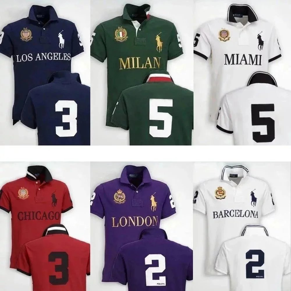 Diseñador 2024S Summer Men's Lapel Borded Polos camiseta Camiseta de manga corta Remo Top