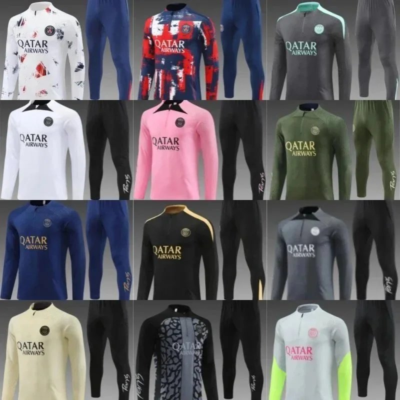 2024 New Soccer Jersey Set for Adults & Kids, Breathable Winter Long Sleeve Training Football Suit