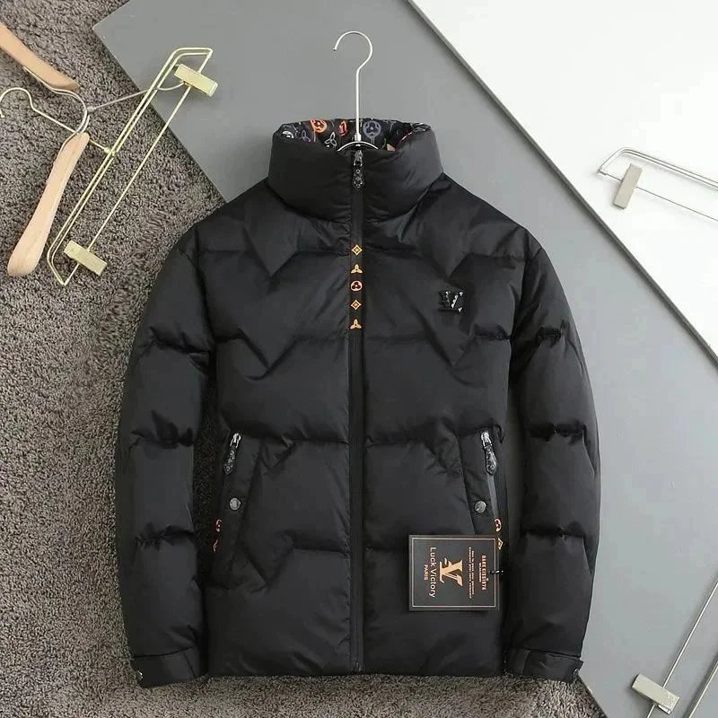 European new winter casual high-end collar printing 90 white duck down jacket men's metal standard warm coat -0205