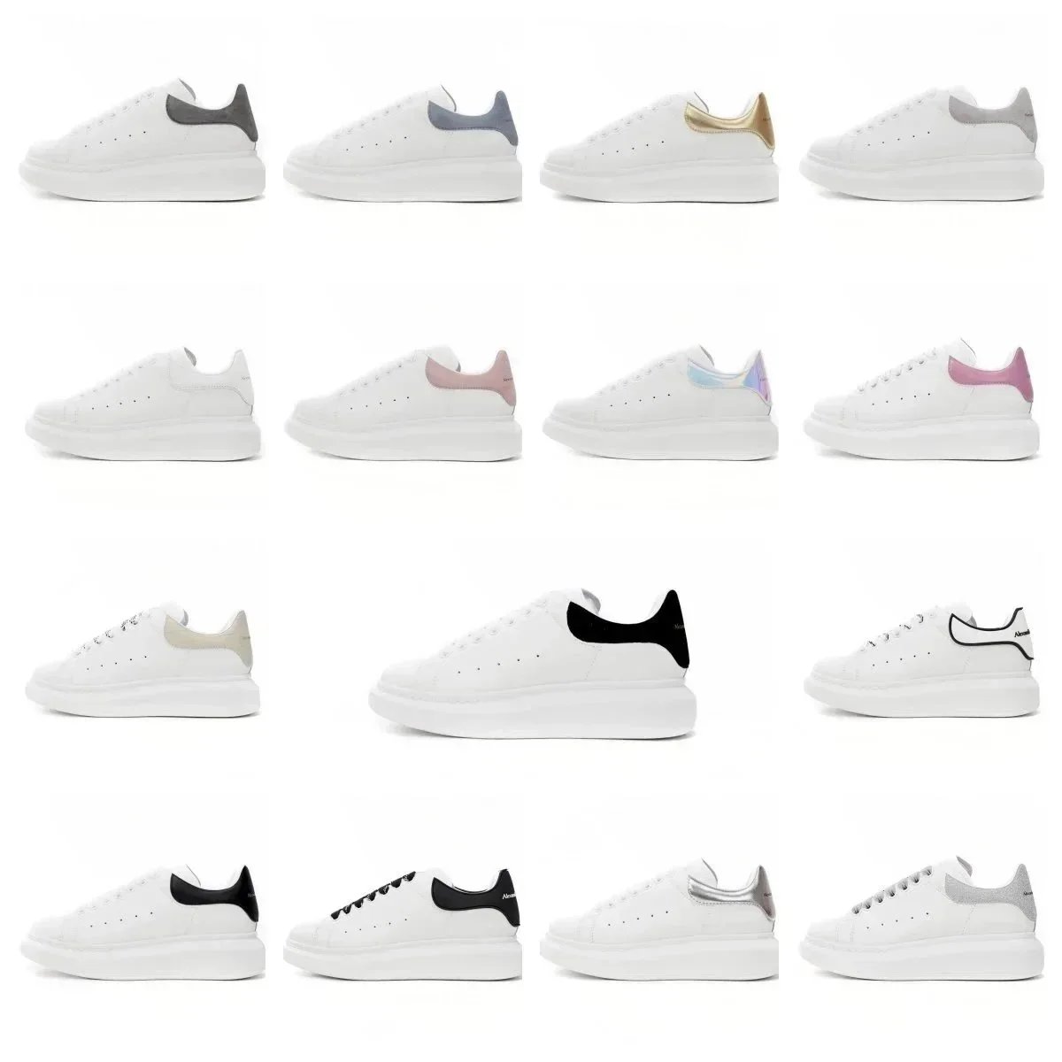 Platform Sneakers for Women & Men - Casual Leather Shoes with Oversized Rubber Sole - White, Black, Pink & More