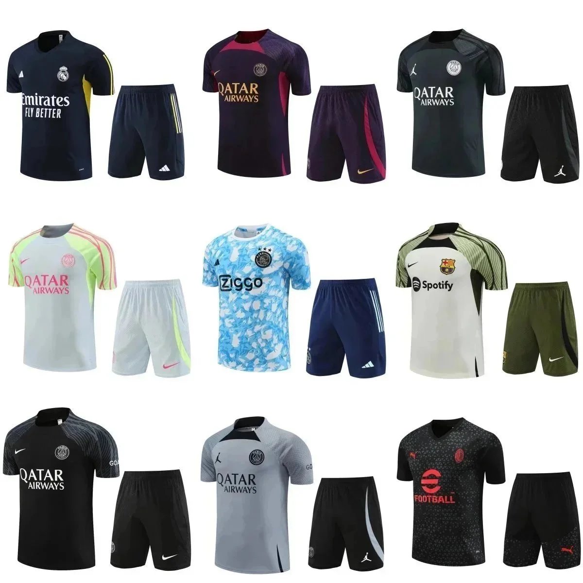 Men's Training Tracksuit: Paris 2024 Sportswear Football Soccer Jersey Kit