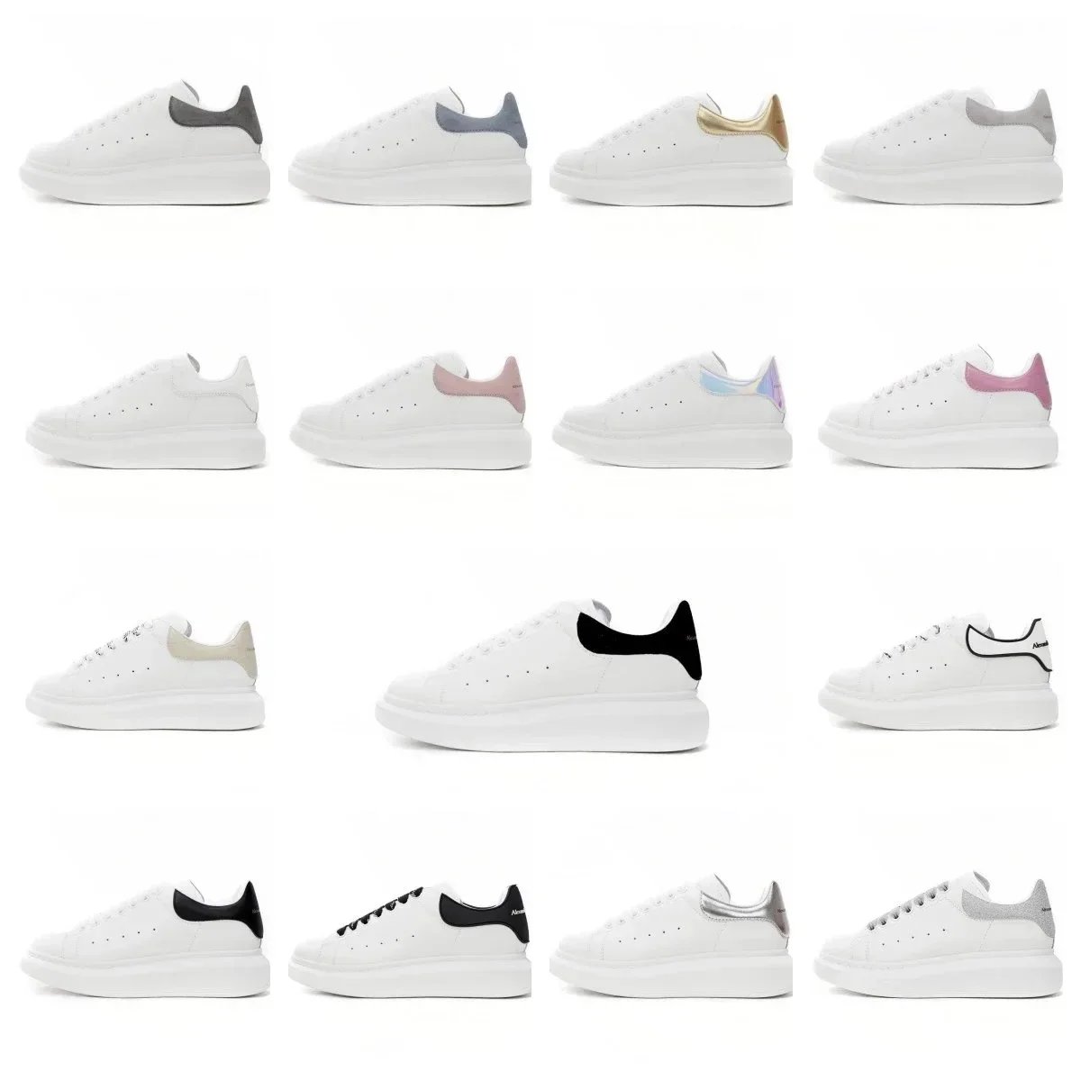 White Designer Shoes Mens Style: Leather Lace-Up Fashion Sneakers with High Flat Platform Sole, Mens Black Designer Shoes - Sizes 35-48