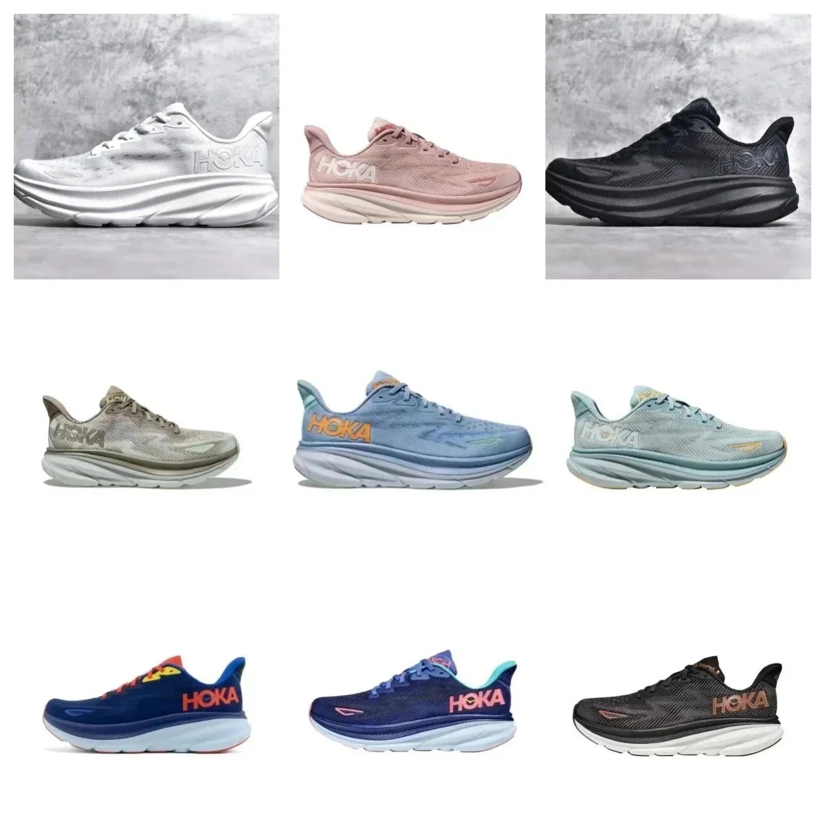 Top Designer Bondi 8 Harbon Mist Clifton 9 Kawana Platform Sneakers, Peach Pink Trainers for Men and Women, 36-47 EU Sizes