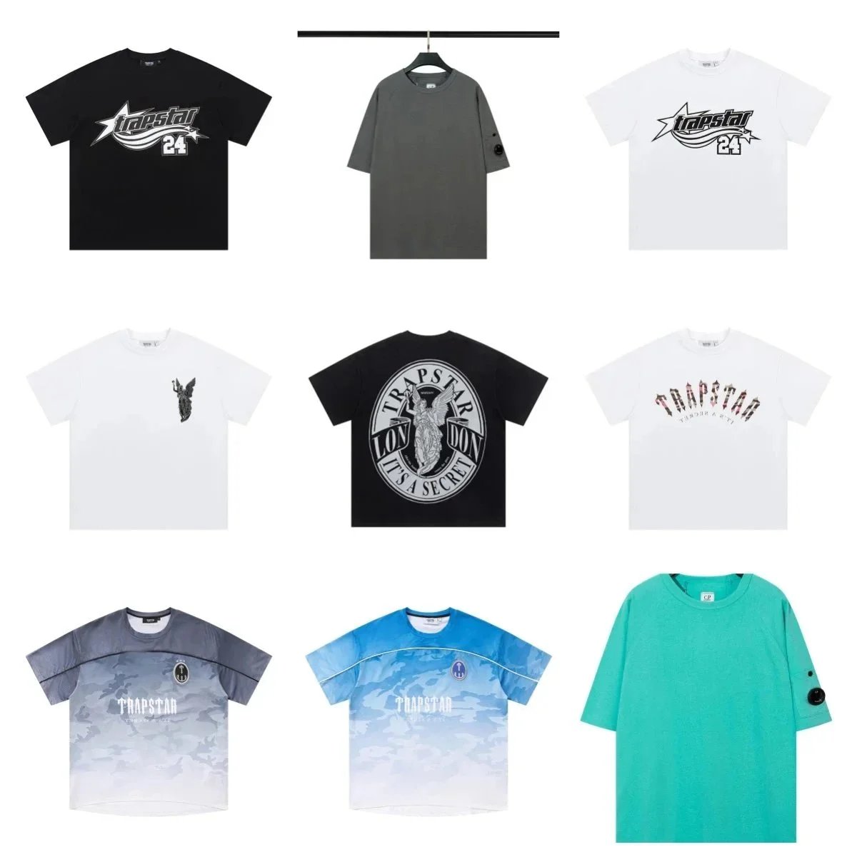2024 High Quality Mens T Trapstar Shirt Designer Shirts Print Letter Black and White Grey Rainbow Color Summer Sports Fashion Top Short Sleeve nvf886