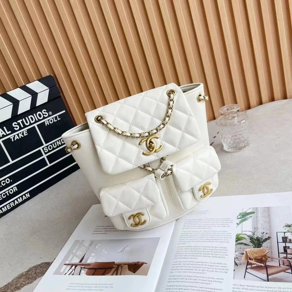 2024 fragrant style new diamond lattice chain shoulder bag Joker backpack bag fashion high shoulder casual foreign style box