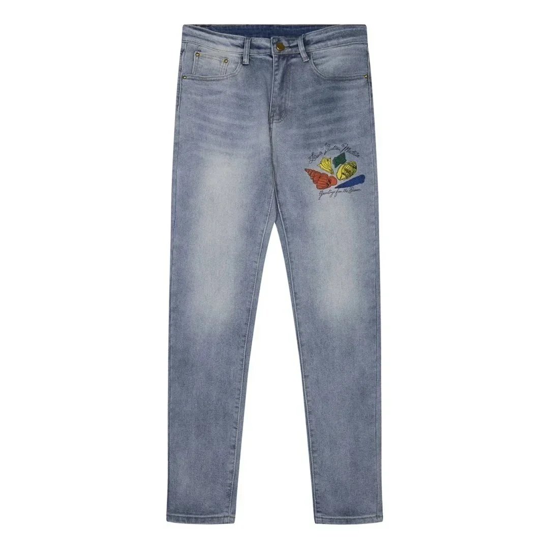 Men's and Women's Designer jeans Purple Jeans Luxury Men's Street hip Hop jeans Motorcycle Fashion Trend Graffiti Pants Leggings Stretch pants S-XL