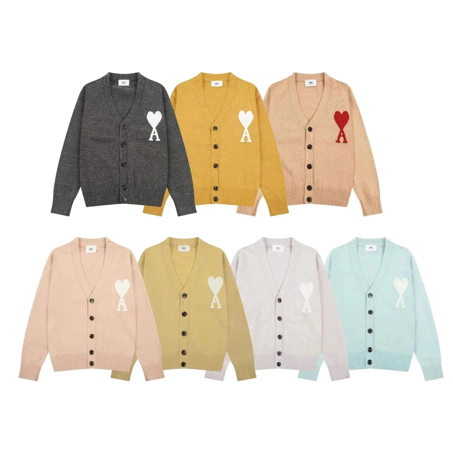 AMI PARIS ADC Logo-Intarsia Virgin Wool Cardigan