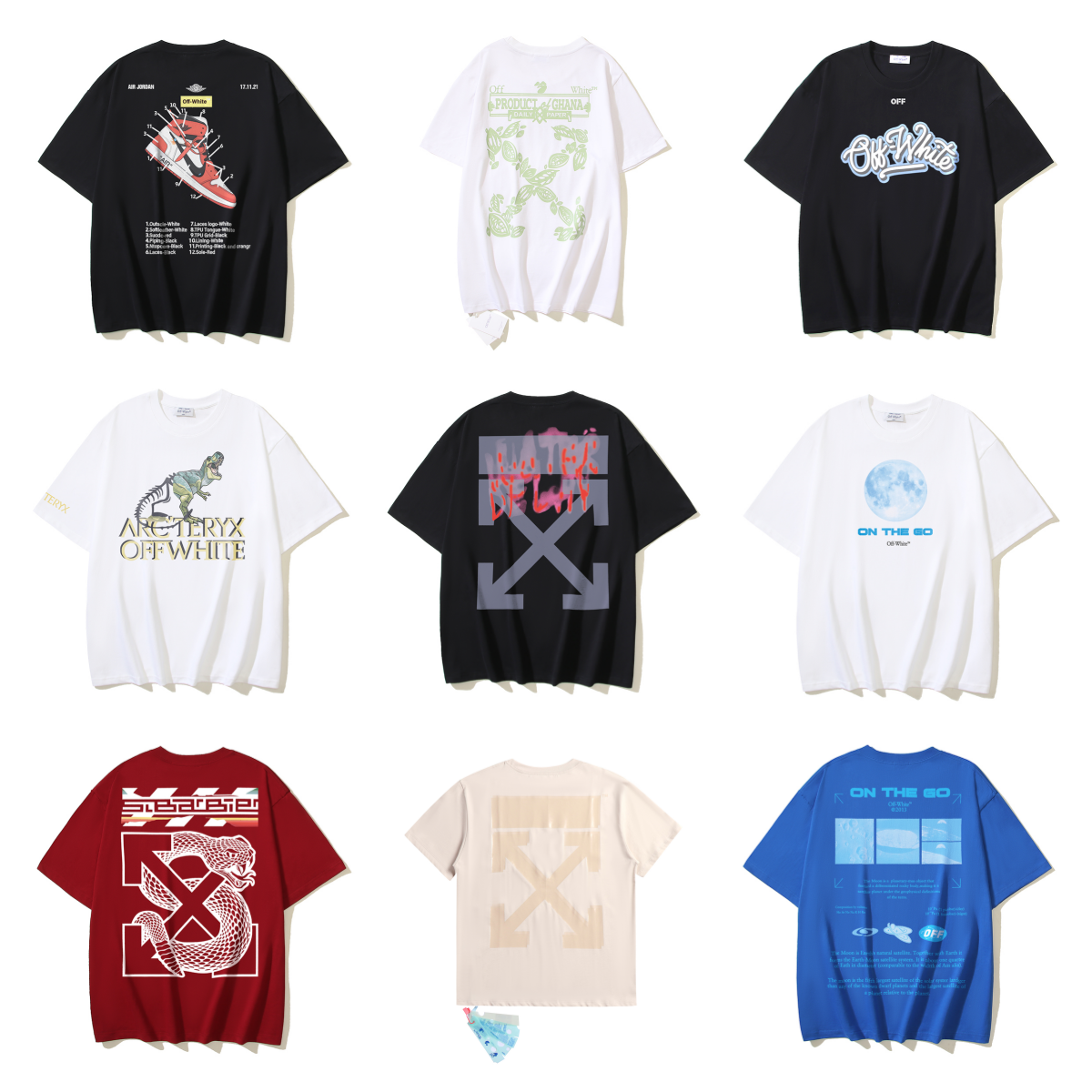 New OFF WHITE OW Graffiti arrow Print Casual Short Sleeve Tee Top Unisex T-Shirt-033
