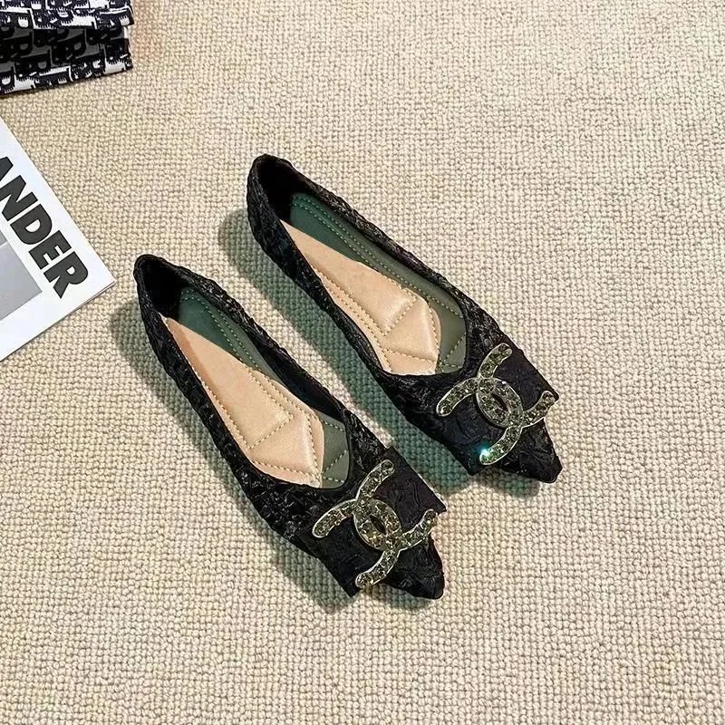Womens Fashion Tweed Two Tone Square Toe Bowtie Ballerina Ballet Flat Shoes ASAI