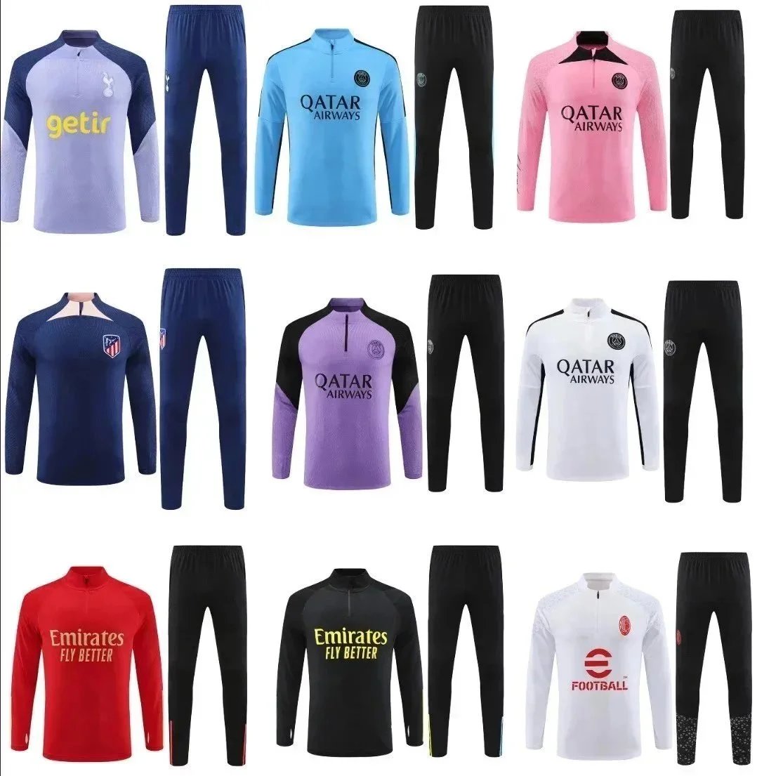 2024 Paris Tracksuit PAGs Football Kit Soccer Jersey Training Suit - MARQUINHOS KIMPEMBE MBAPPE