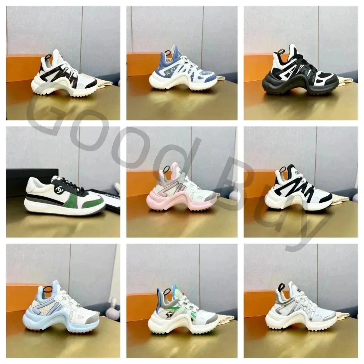 Trendy fashion brand designer boutique color blocking women's casual shoes, breathable and personalized wave sole sports shoes, outdoor versatile high top 