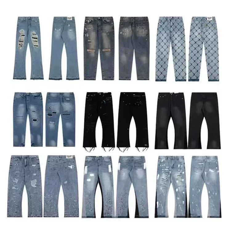 Designer Mens Gall Depts ery High quality Jeans Distressed Pants Ripped Biker Motorcycle Denim For Men Women Fashion Luxury Jean Womens Patchwork Pants Siz
