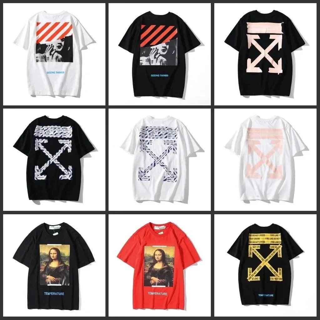 New OFF WHITE OW Graffiti arrow Print Casual Short Sleeve Tee Top Unisex T-Shirt