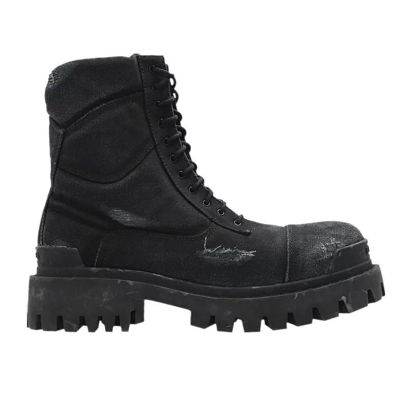 巴黎 Combat Strike Boot 'Black Distressed Canvas'