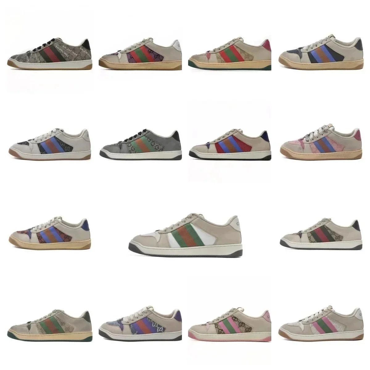 Designer Leather Sneakers with Crystal Stripe: Blue and Pink Casual Shoes for Men and Women