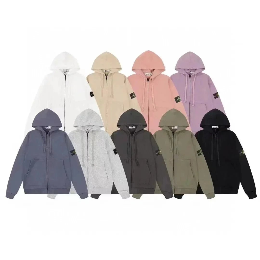 Men's Designer Hooded Jacket, Multi-pocket Sleeve Badge Long Drawstring Unisex Stone-island Hoodie