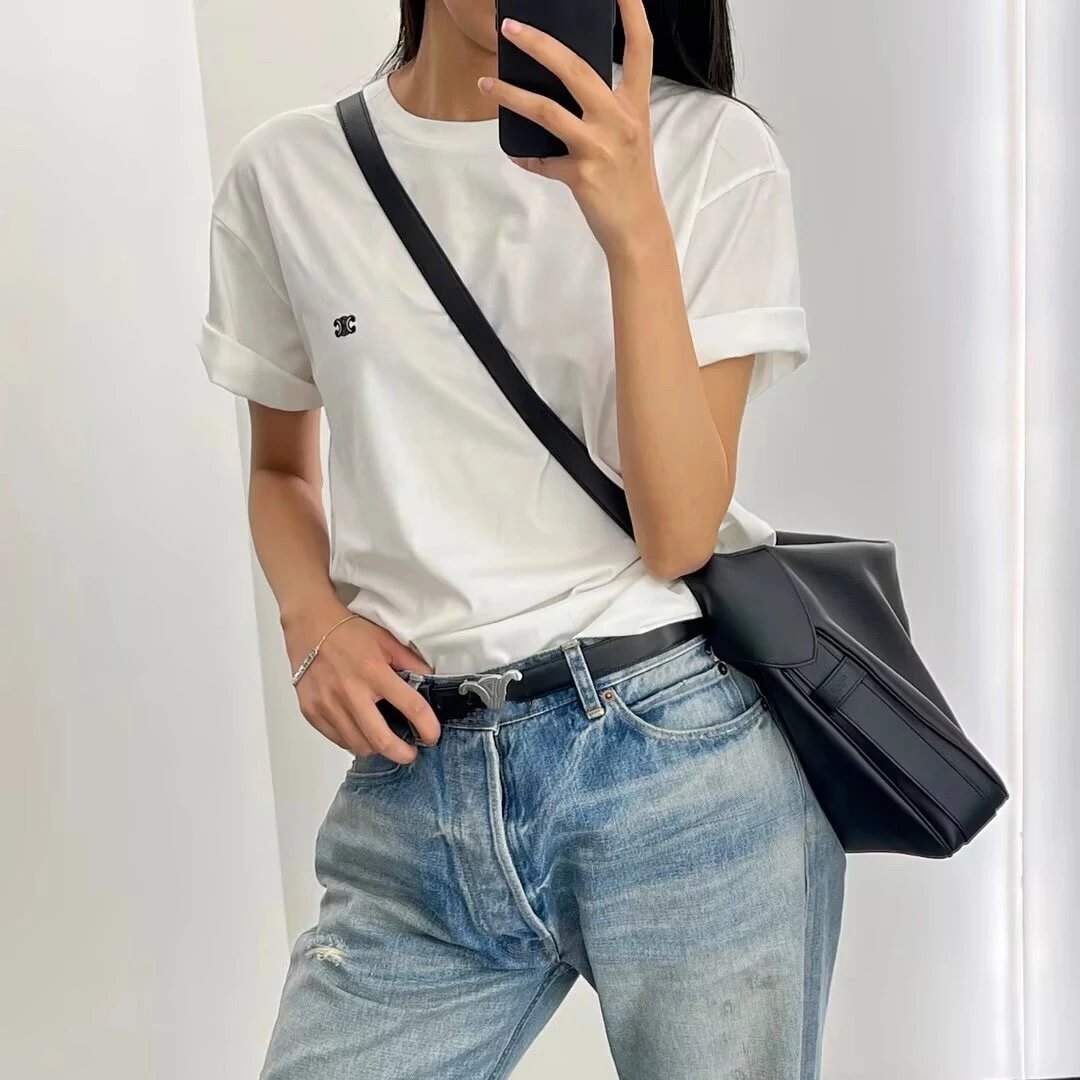 2025夏季新款CEL家经典基础款刺绣凯旋门短袖宽松T恤男女