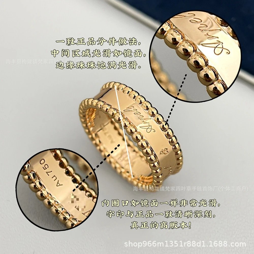 梵家新款四叶草万花筒戒指幸运草签名系列戒指女镀18k金ins