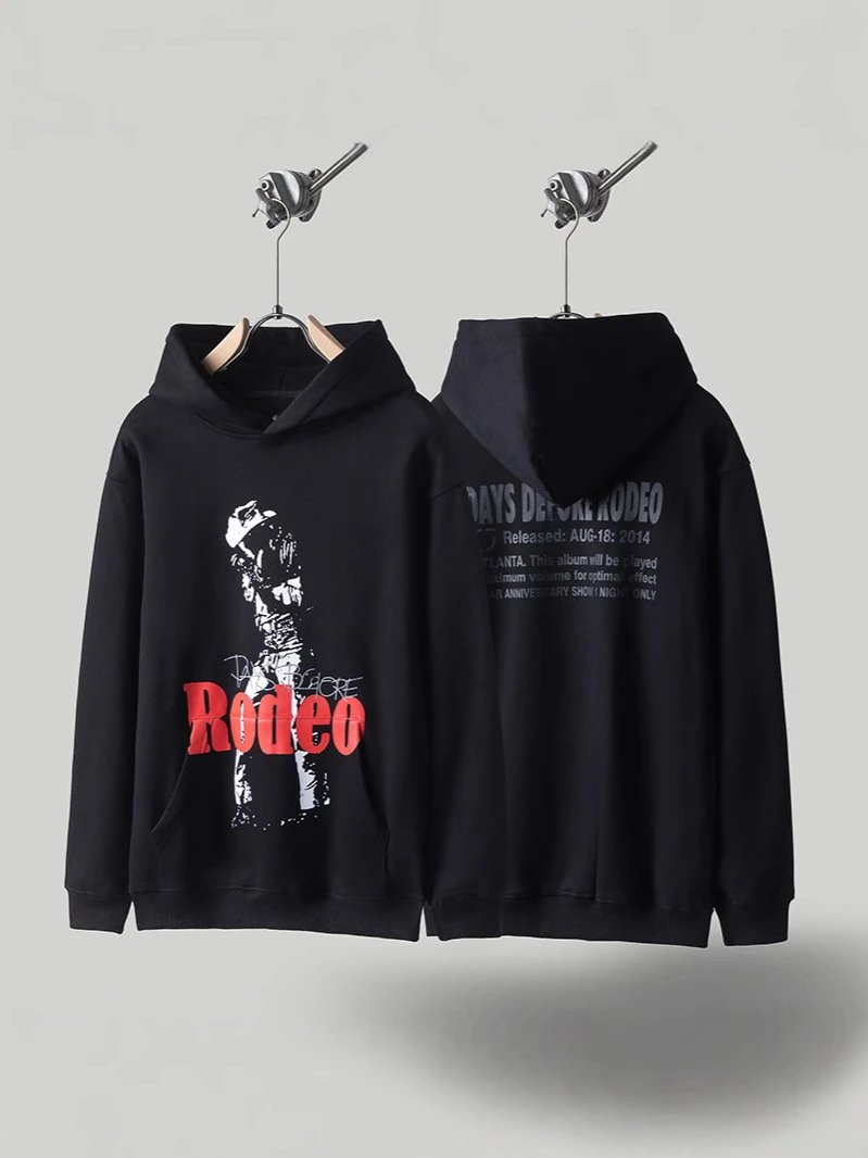 Travis Scott FW24 DAYS BEFORE RODEO周边加绒连帽卫衣男女款