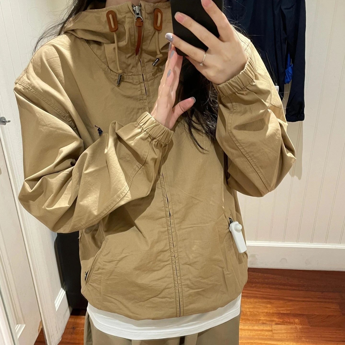 早春新款RL拉夫小马古着复古连帽抽绳薄款夹克风衣外套男女