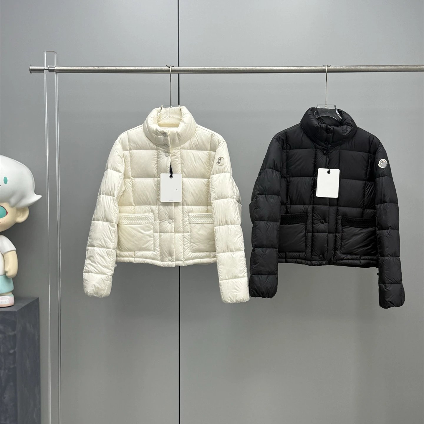 M蒙家网红款编织饰边口袋短款立领面包服羽绒服外套