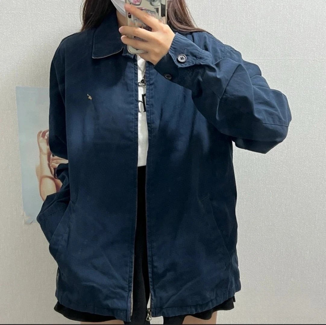 本RL拉夫小马经典刺绣老钱风翻领行政拉链夹克外套男女