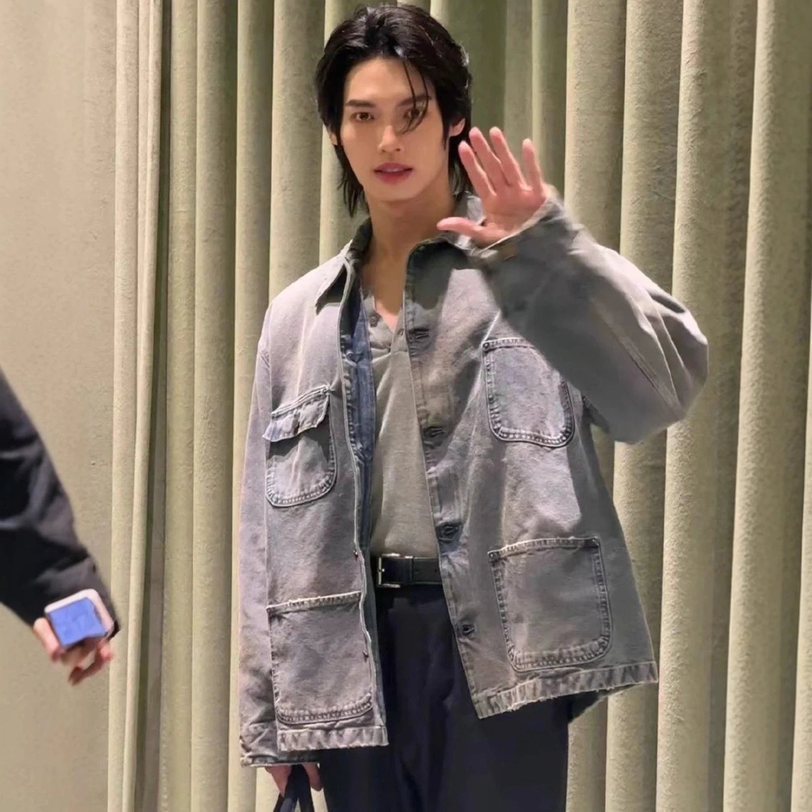 早秋新款P家小红书网红款做旧工装翻领夹克外套男女