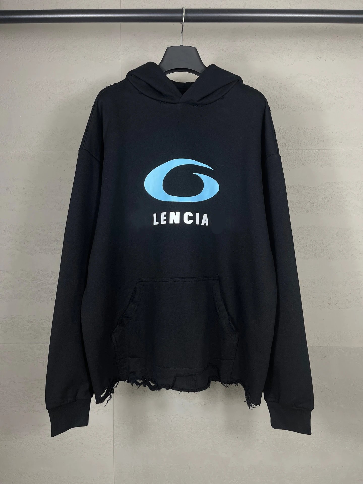 秋冬巴黎LOOP SPORTS ICON印花洗水下摆礳烂做旧连帽卫衣男女款