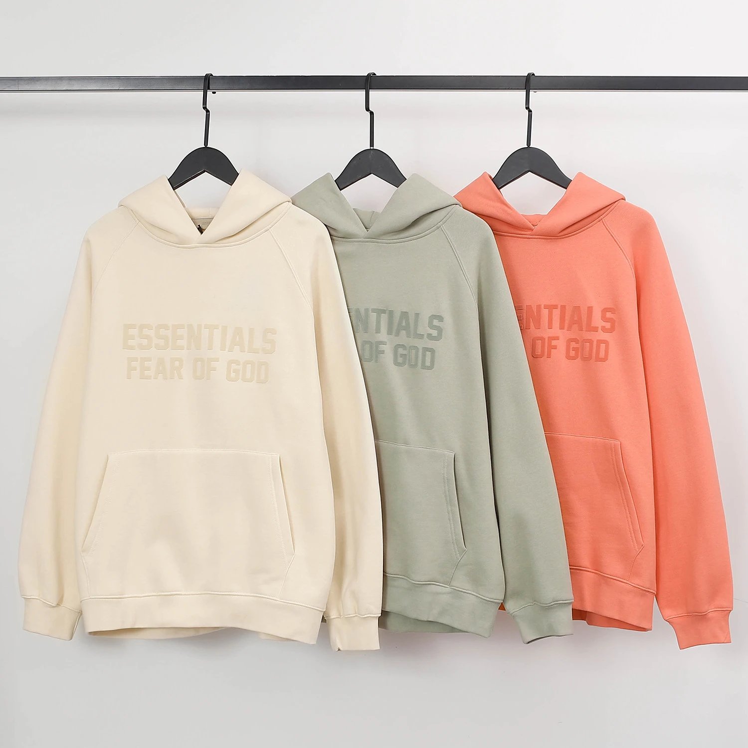 秋冬FEAR OF GOD ESSENTIALS第八季复线植绒印花连帽卫衣男女款潮